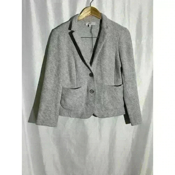 Talbots Petites Grey/White Blazer Jacket Woman Size 10 PETITE - Picture 1 of 13